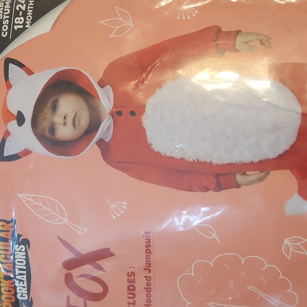 Halloween Baby Fox CostumeFurry Fox Toddler Jumpsuit Button Hooded 18-24 M